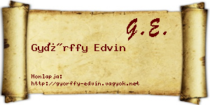 Győrffy Edvin névjegykártya